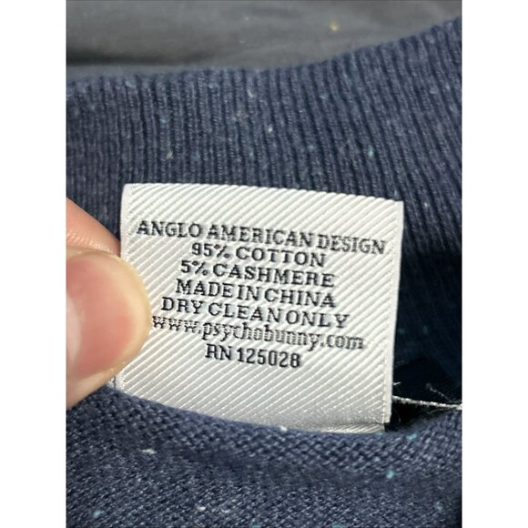 Psycho Bunny Sport 1/4 Zip Pullover Sweater Blue 2XL Cotton And Cashmere - Picture 5 of 6